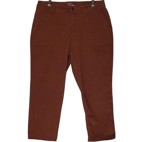 Time and Tru Crop Pants 18 x 26"inseam Orange Brown High Rise Cotton stretch - Picture 1 of 7